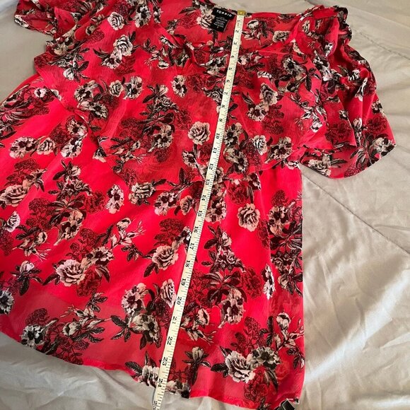 Torrid Size 2 Fuchsia Pink Floral Cold Shoulder Blouse - Picture 8 of 8